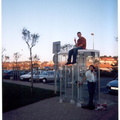 Plage des sables d'or, Anglet, Nathalie et Xarli sur la cabine =)